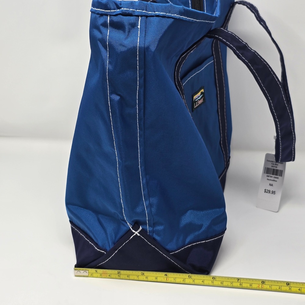 LL Bean Everyday Lightweight Tote Medium Nautical Blue Nylon Bag 283728 - Picture 7 of 14